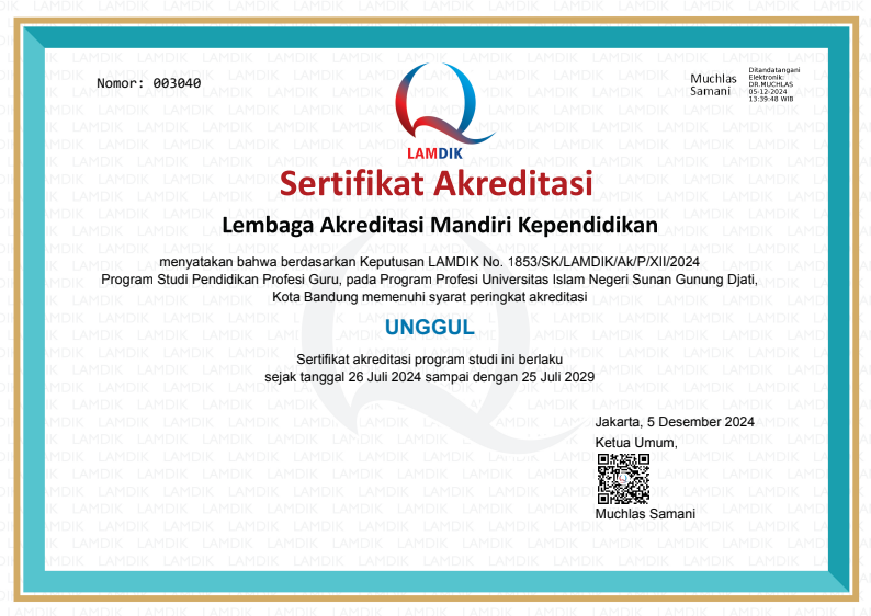 Sertifikat Akreditasi Program Studi Pendidikan Profesi Guru