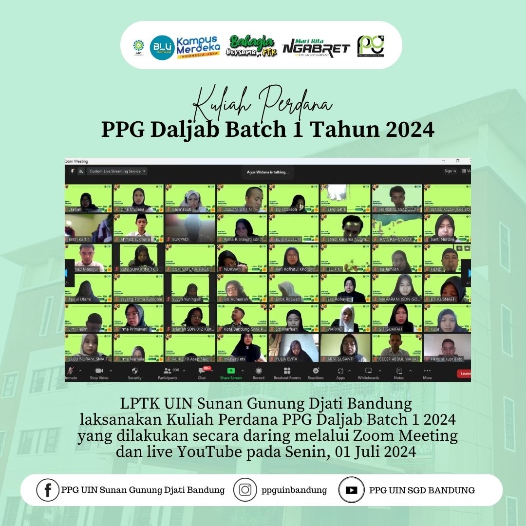 Buka Kegiatan PPG Batch 1 2024, LPTK UIN Sunan Gunung Djati Bandung Laksanakan Kuliah Perdana