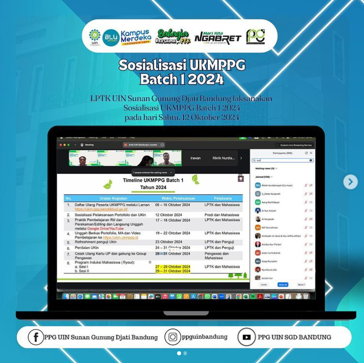 LPTK UIN Sunan Gunung Djati Bandung Sosialisasikan UKMPPG Batch 1 tahun 2024